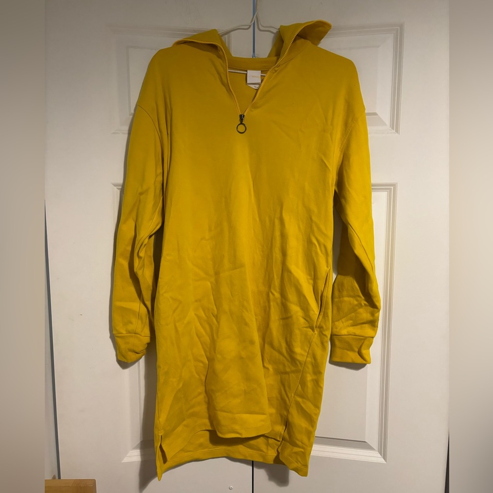 Lole Amina Dress Mustard Yellow Zip-Up Top/sweater dress 100% cotton